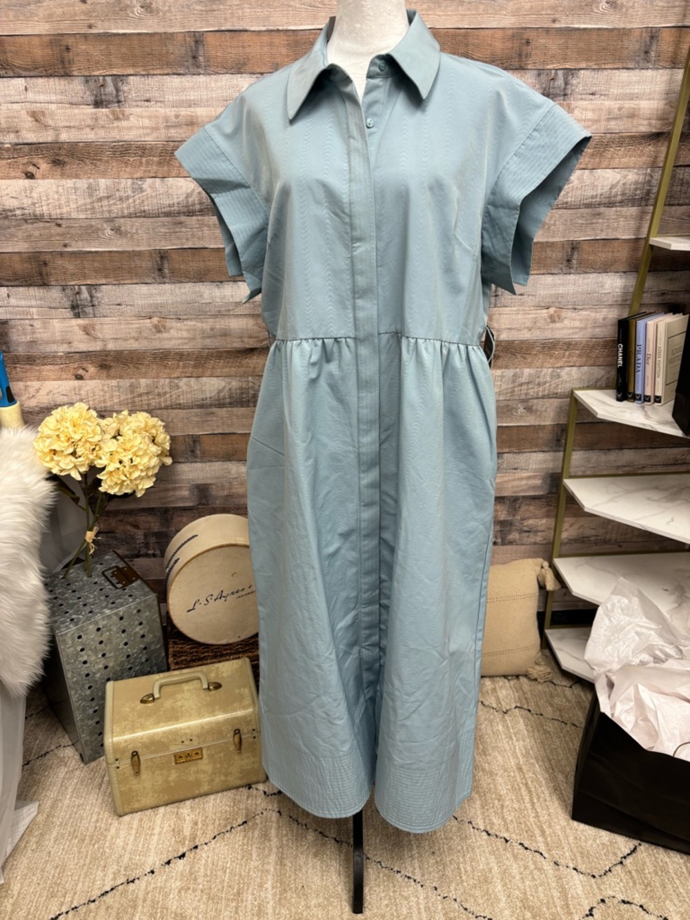 Tuckernuck Light Blue Button-Front Midi Dress